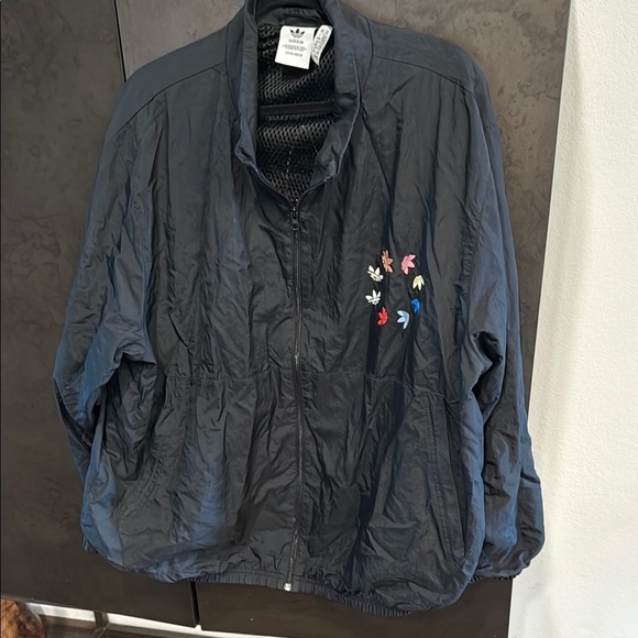adidas Black Windbreaker with Colorful Logo - Picture 1 of 4